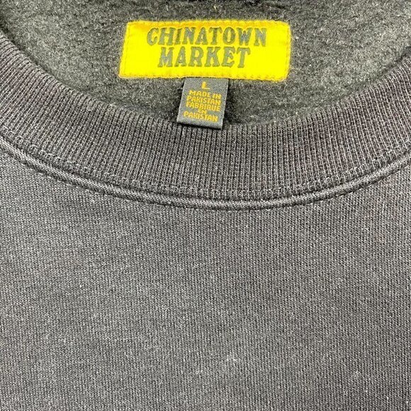 Chinatown Market black crewneck sweatshirt UFO Alien Streetwear  rap men’s L - Picture 4 of 5